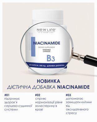 Ниацинамин (Витамин В3) / Niacinamide ( Vitamin В3) 60 шт по 500 мг (поддержка сердечно-сосудистой системы, холестерина, поддержка функций головного мозга)