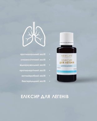 Эликсир Для легких 30 мл New life ( при болезнях органов дыхания, при кашле, снимает спазмы)